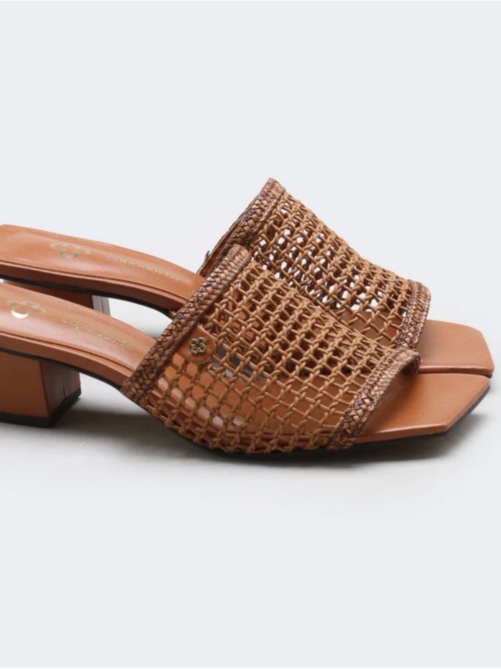BRAND NEW Capodarte Camel Woven Mesh Block Heel Slide Sandals